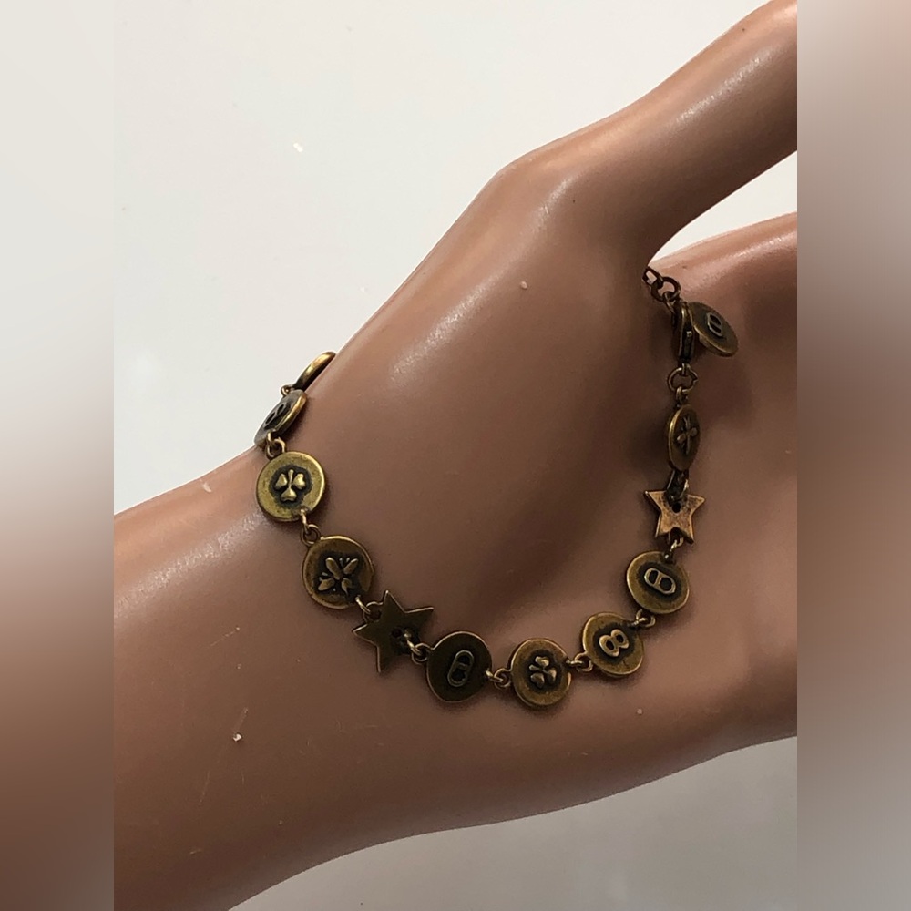 Christian Dior Amulettes  D’amour Round & Start Charms Vtg Brass 7in - Picture 4 of 15